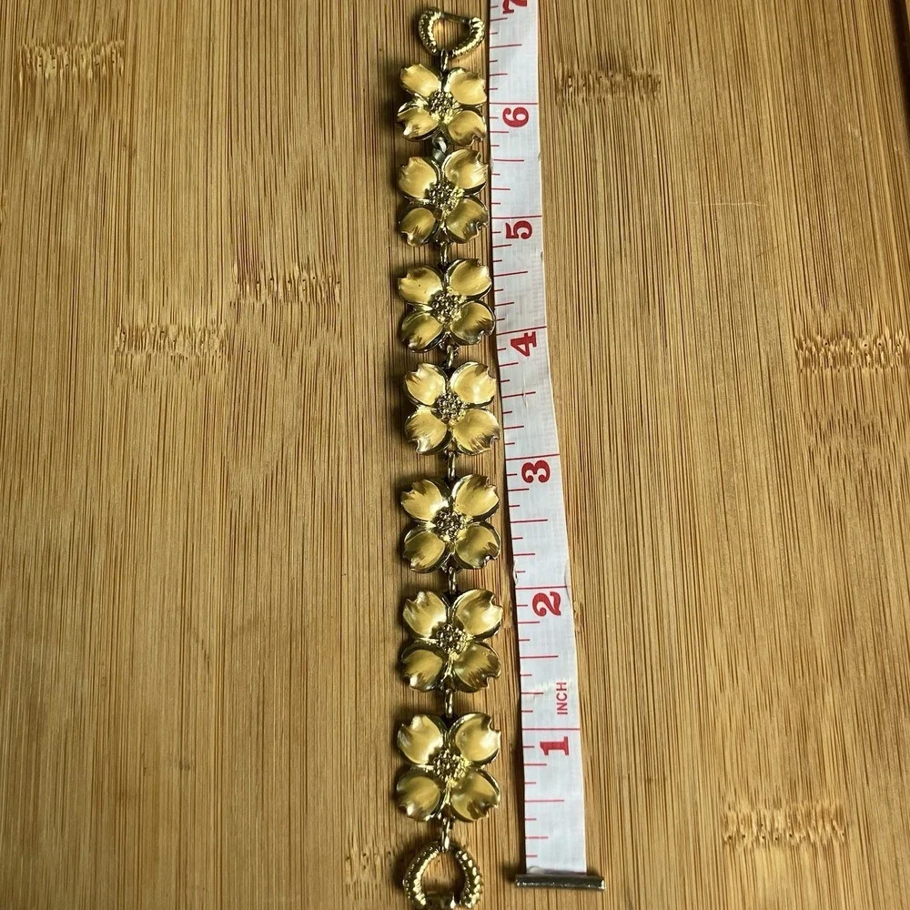 Vtg 50's Dogwood Gold Tone Collar/Choker‎ Necklace & Bracelet NC Flower Romantic